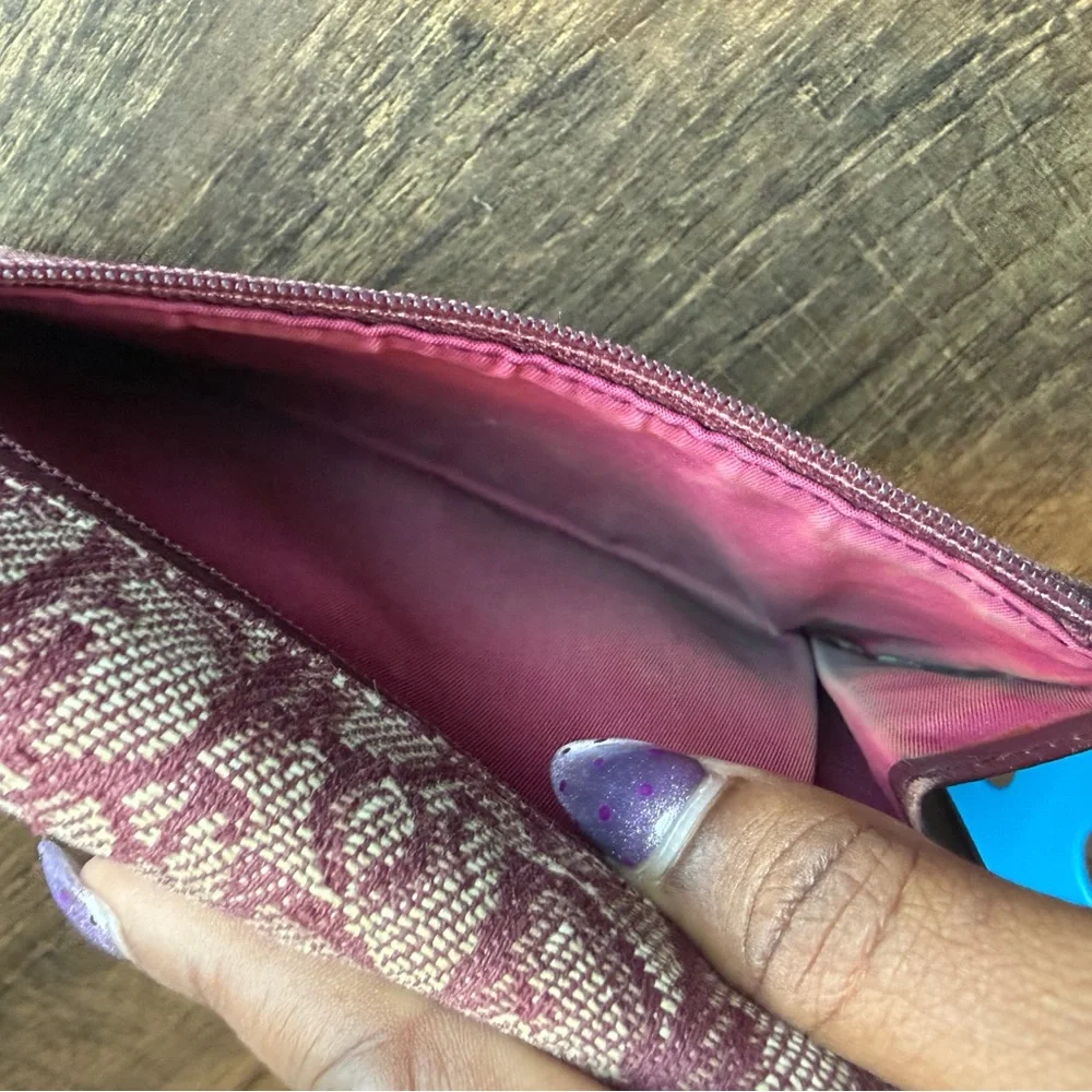 Authentic Vintage 2002 Christian Dior Trotter Canvas Saddle Wallet in Burgundy